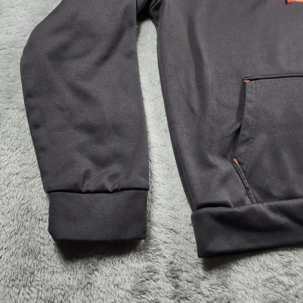 The North Face Hoodie Mens Medium Gray Orange Logo Pullover Fleece Sweatshirt
